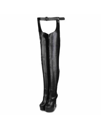 Round Toe Platform Stiletto Stretchy Pantyhose Boots