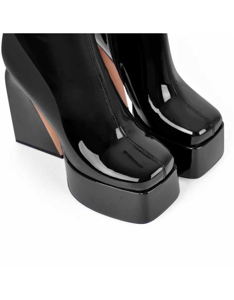 Fluorescent Green Platform Mid-Calf Chunky Boots