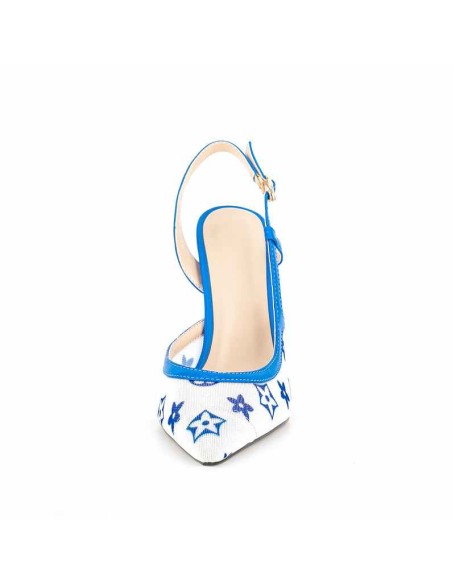 Pointed Toe Slingbacks Floral Printing Stiletto Pumps