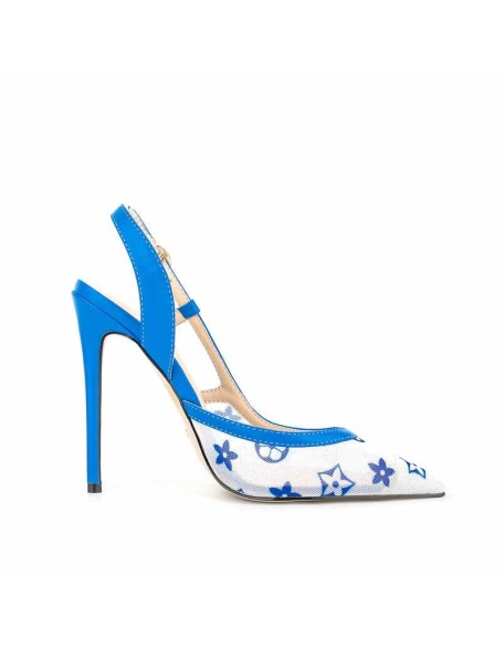 Pointed Toe Slingbacks Floral Printing Stiletto Pumps