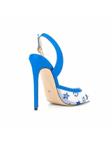 Pointed Toe Slingbacks Floral Printing Stiletto Pumps