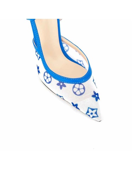 Pointed Toe Slingbacks Floral Printing Stiletto Pumps