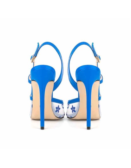 Pointed Toe Slingbacks Floral Printing Stiletto Pumps