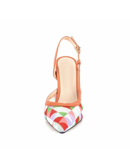 Pointed Toe Slingbacks Colorful Diamond Grid Stiletto Pumps
