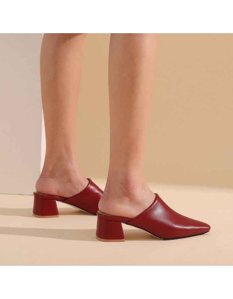 Square Toe Slip-on Slingbacks Chunky Heel Pumps