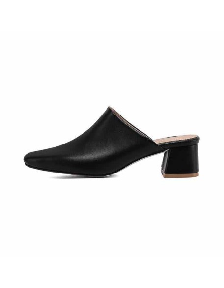 Square Toe Slip-on Slingbacks Chunky Heel Pumps
