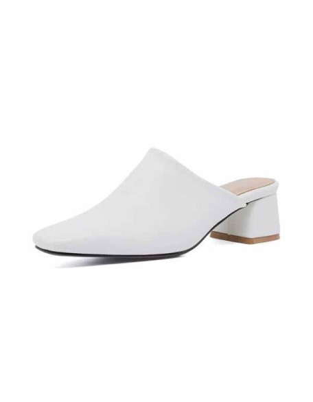 Square Toe Slip-on Slingbacks Chunky Heel Pumps