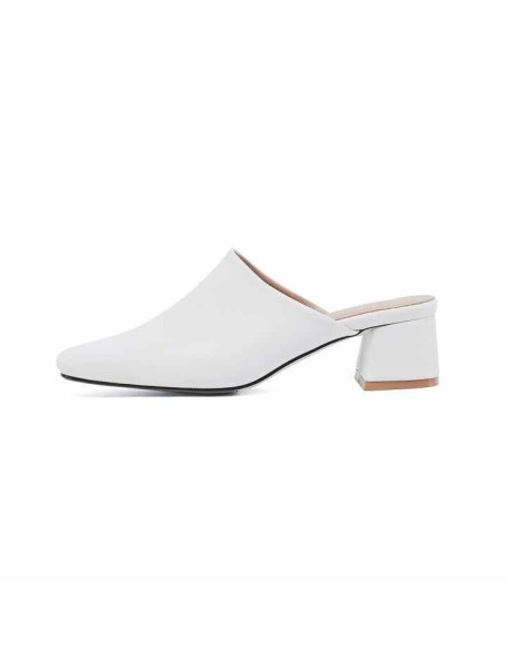 Square Toe Slip-on Slingbacks Chunky Heel Pumps