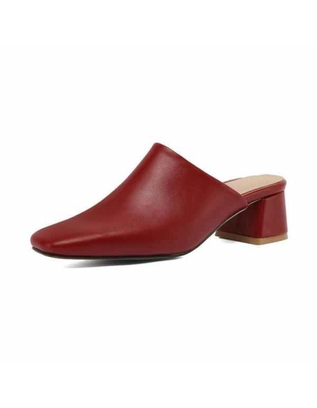 Square Toe Slip-on Slingbacks Chunky Heel Pumps