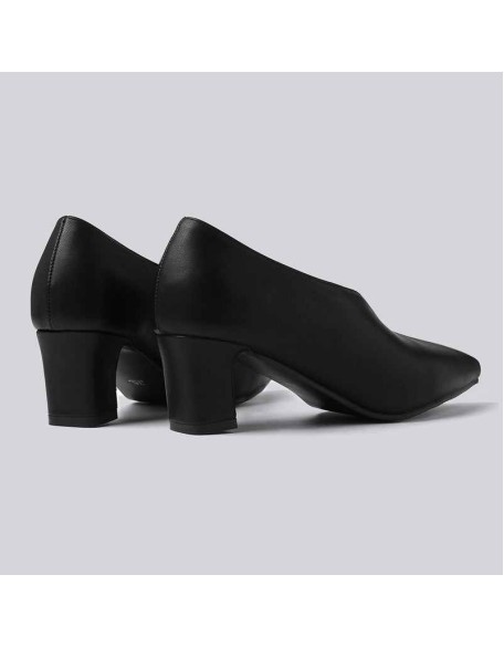 Pointed Toe Slip-on Chunky Heel Pumps