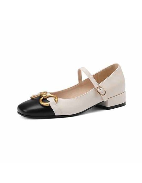 Square Toe Buckle Strap Mary Jane Pumps