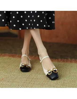 Square Toe Buckle Strap Mary Jane Pumps