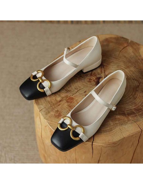 Square Toe Buckle Strap Mary Jane Pumps