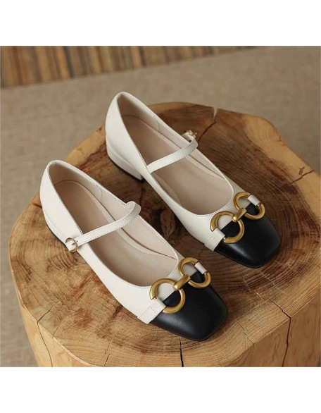 Square Toe Buckle Strap Mary Jane Pumps