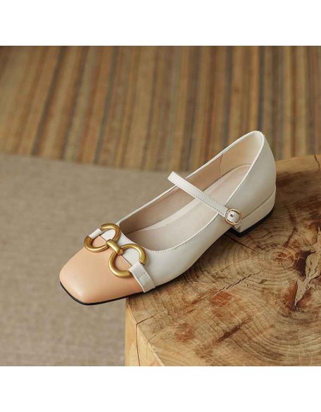 Square Toe Buckle Strap Mary Jane Pumps