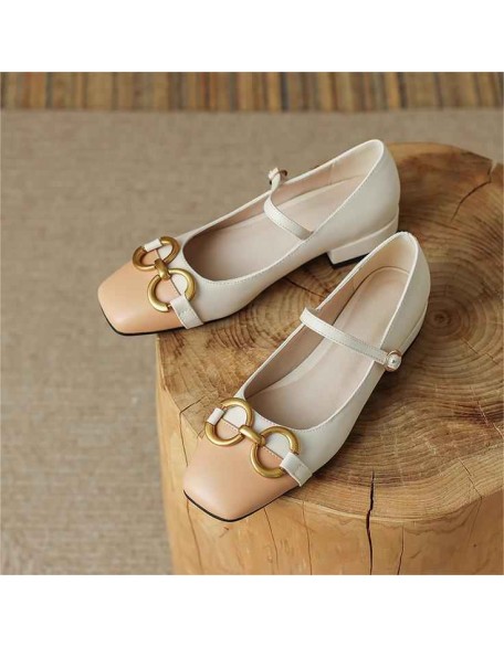Square Toe Buckle Strap Mary Jane Pumps