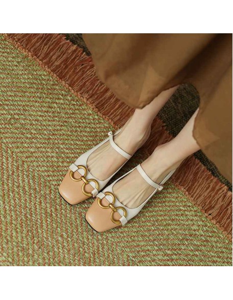 Square Toe Buckle Strap Mary Jane Pumps