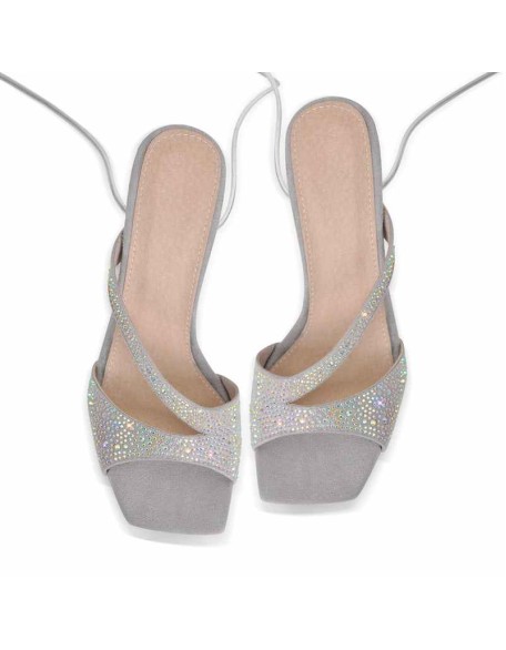 Rhinestone Open Toe Lace-up Plexiglass Heels Sandals