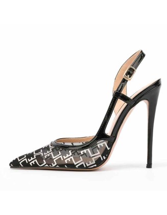 Mesh Pointed Toe Slingbacks High Heel Pumps