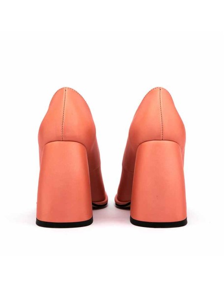 Tangerine Square Toe Chunky Pumps