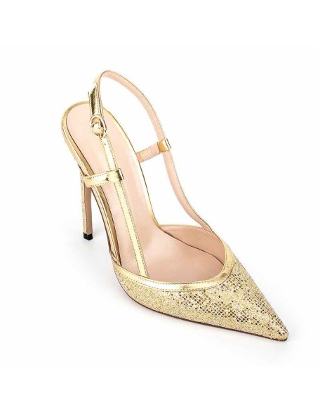 Woven Textures Pointed Toe Stiletto Slingbacks Pumps
