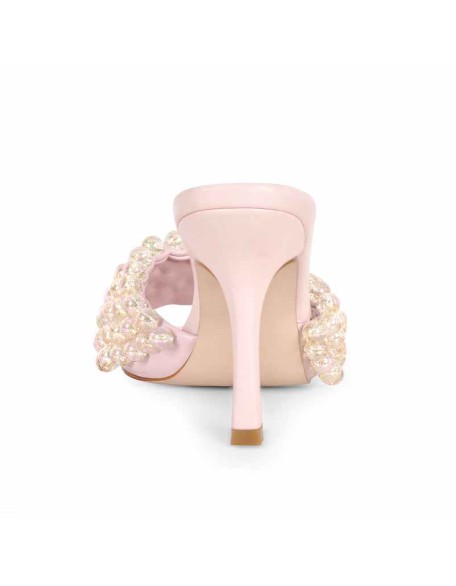 Square Toe Pearls Slip-on Sandals
