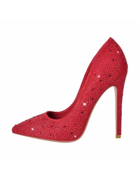 Pointed Toe Rhinestone Suede Stiletto Pumps