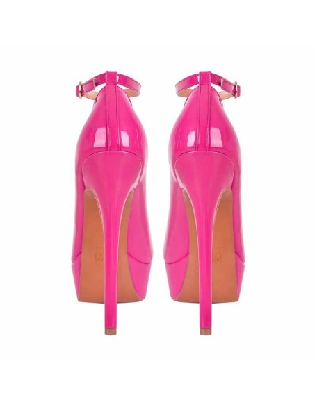 Round Toe Ankle Strap Platform Stiletto Pumps