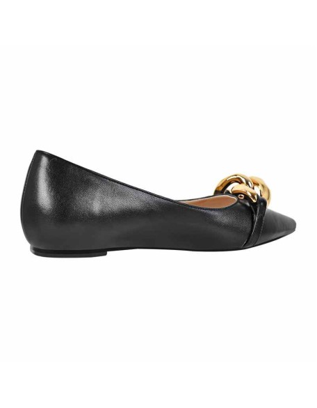 Pointed Toe Gold Buckle Flats
