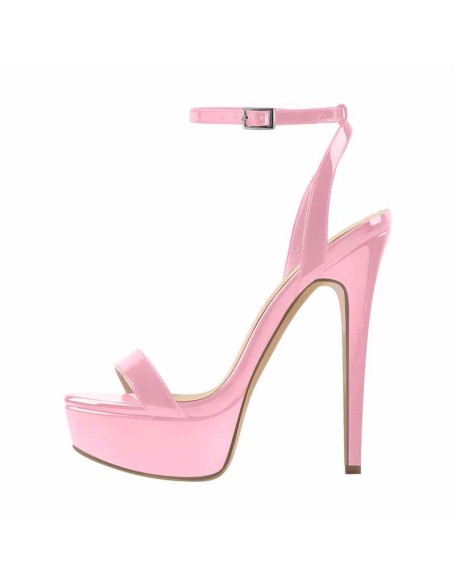 Round Toe Ankle Strap Platform Stiletto Sandals