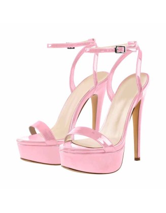 Round Toe Ankle Strap Platform Stiletto Sandals