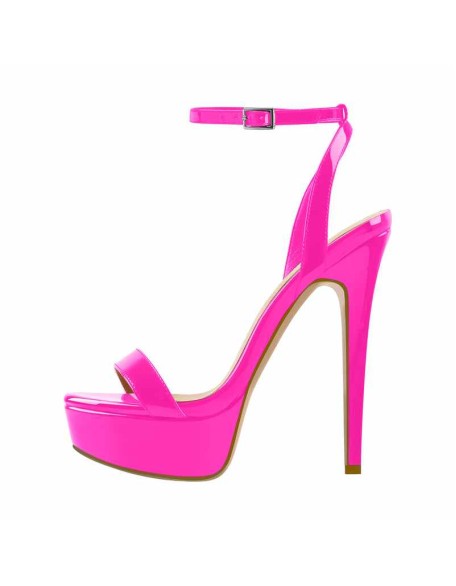 Round Toe Ankle Strap Platform Stiletto Sandals