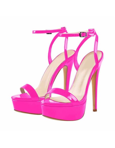 Round Toe Ankle Strap Platform Stiletto Sandals