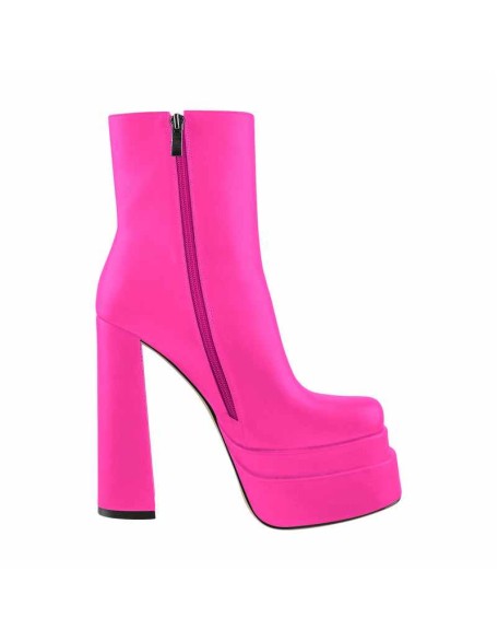 Square Toe Double Platform Block Heel Ankle Boots