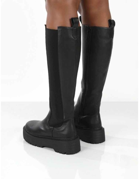 Andi Black Knee high Chunky Sole Boots