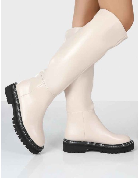 Dana Bone Pu Knee High Boots
