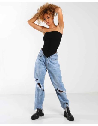 Amber x Public Desire Scarf top in black