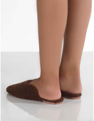 Ciao Chocolate Teddy Slip On Slippers