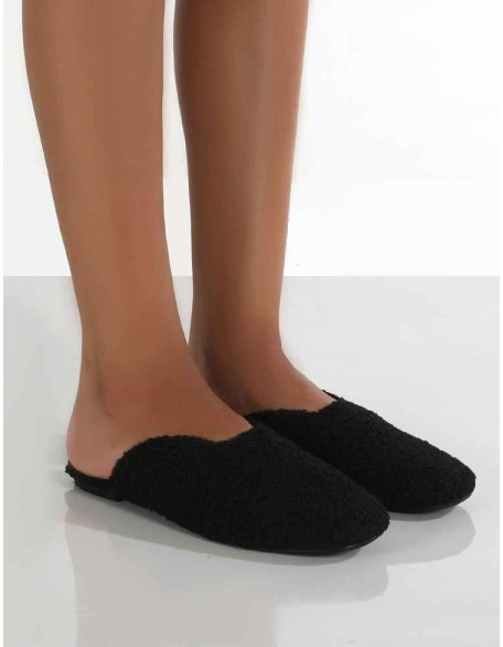 Ciao Black Teddy Slip On Slippers
