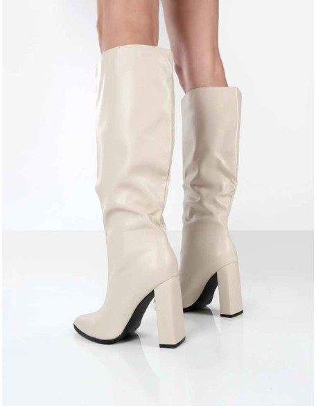 Posie Stone Pu Knee High Block Heel Boots