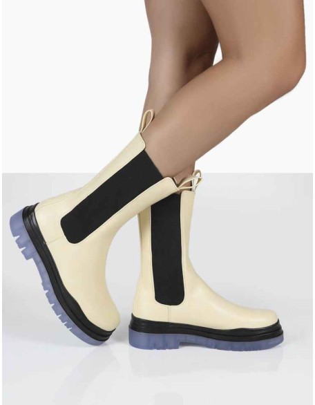 Winter Wide Fit Off White Ankle Chelsea Boots