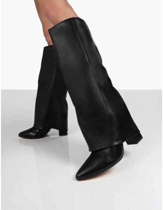 Zendaya Black Pointed Toe Knee High Boots