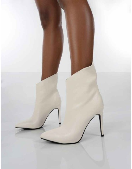 Quinn White Patent Heeled Stiletto Ankle Boots