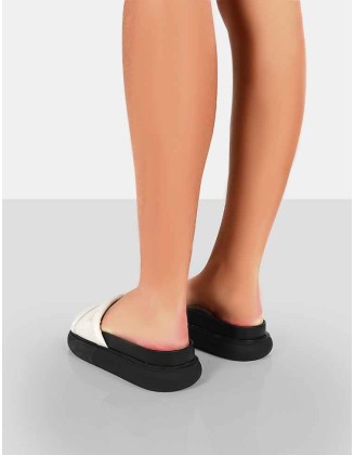 Demi Ecru PU Slider Sandals