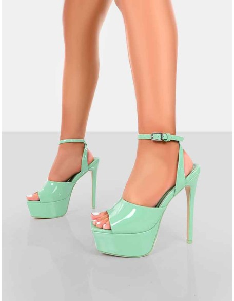 Just Kidding Mint Patent Platform High Heels