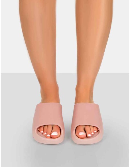 Brady Baby Pink Rubber Flat Slider Sandals
