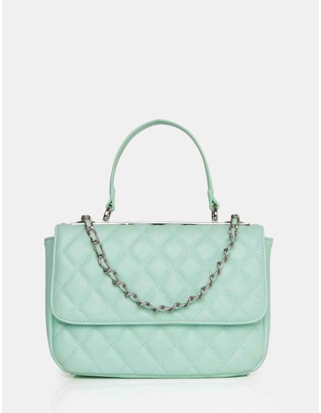 The Vienna Mint Quilted Silver Detailing Crossbody Shoulder Handbag