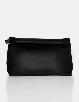 The Aria Black Folded Detail Clutch Bag