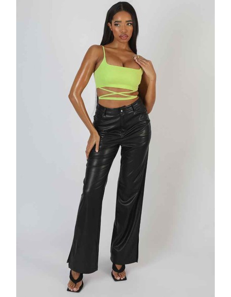 Strappy Square Neck Crop Top Lime