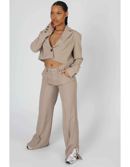 Seam Detail Relaxed Trouser Stone